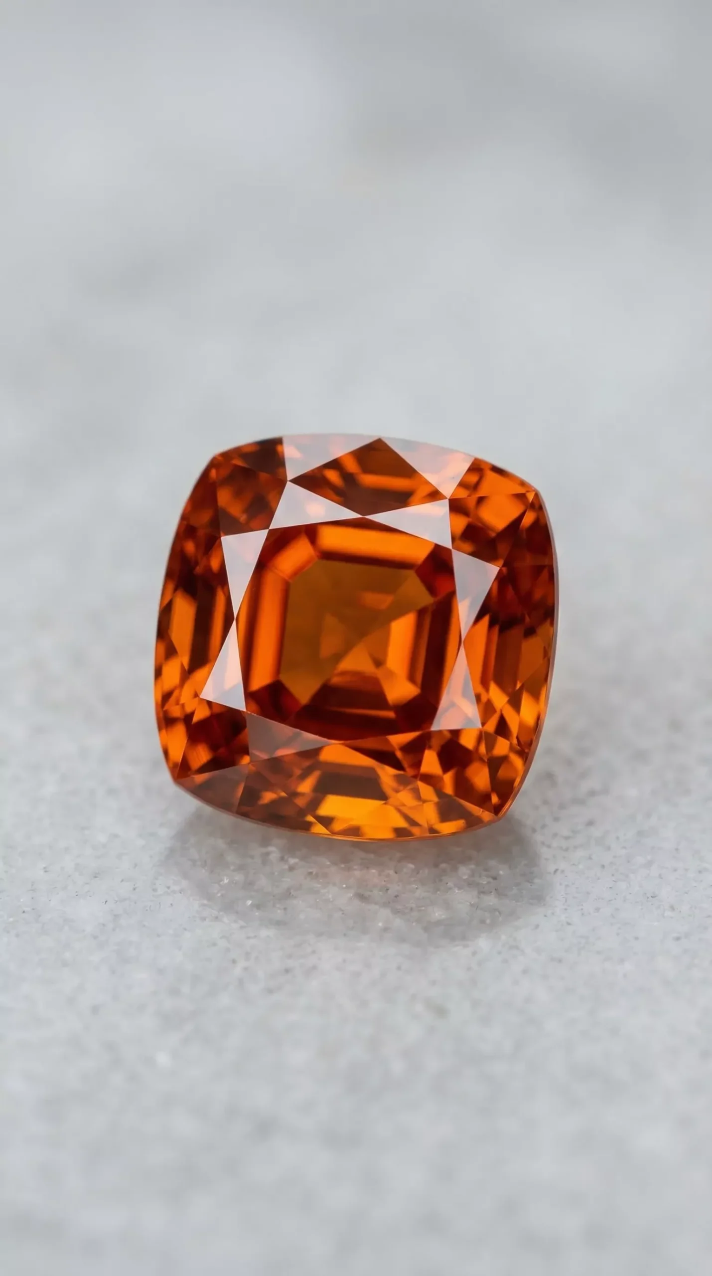 Top view of natural ceylon hessonite garnet cushion cut 3.00 carats thumbnail