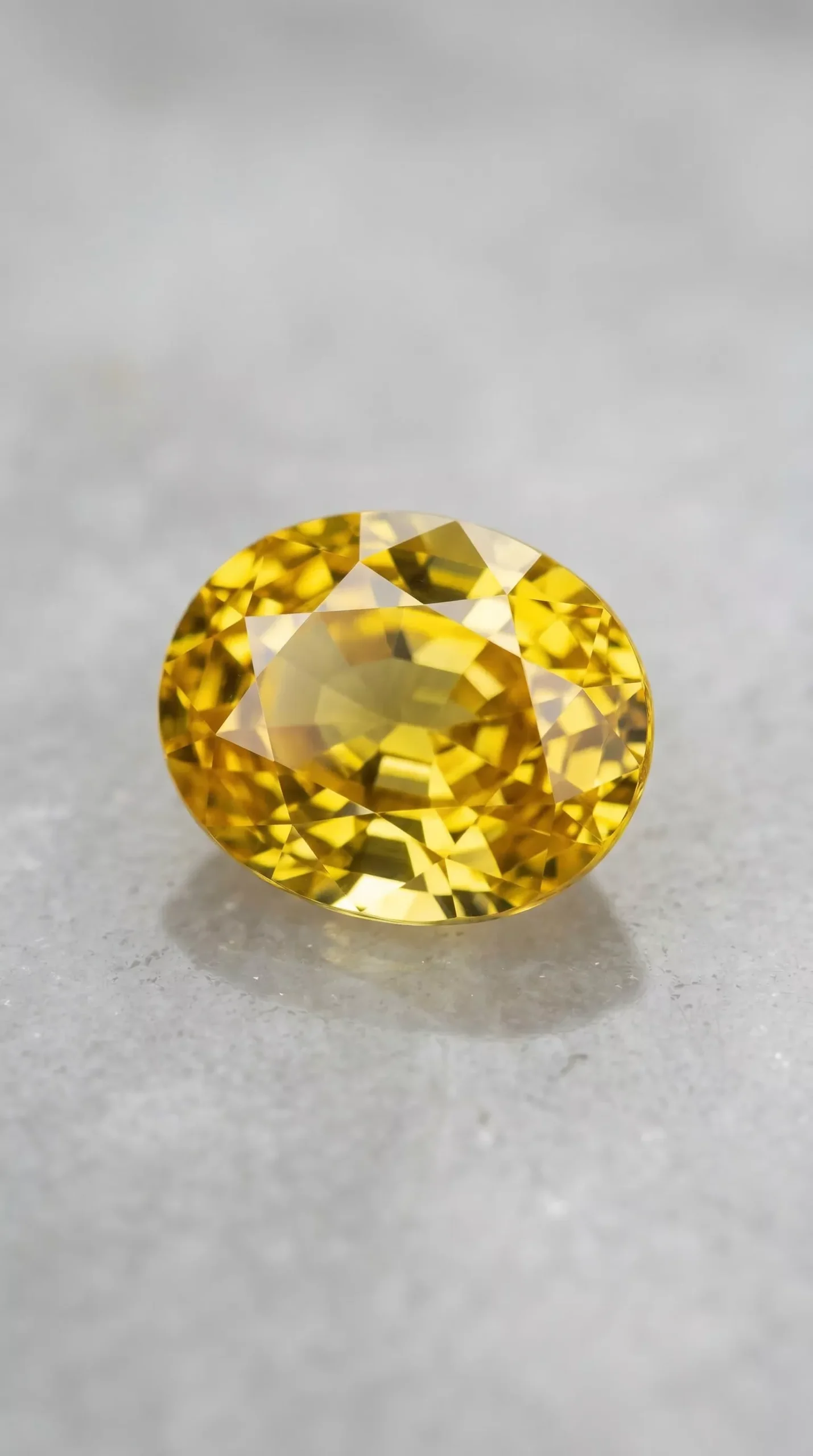 Face view of Natural Ceylon Yellow Sapphire 3.00 carats oval cut