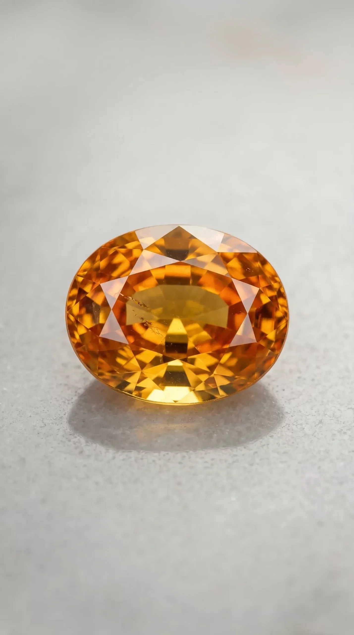 Top face view of natural orangy yellow sapphire oval cut 2.10 carats thumbnail