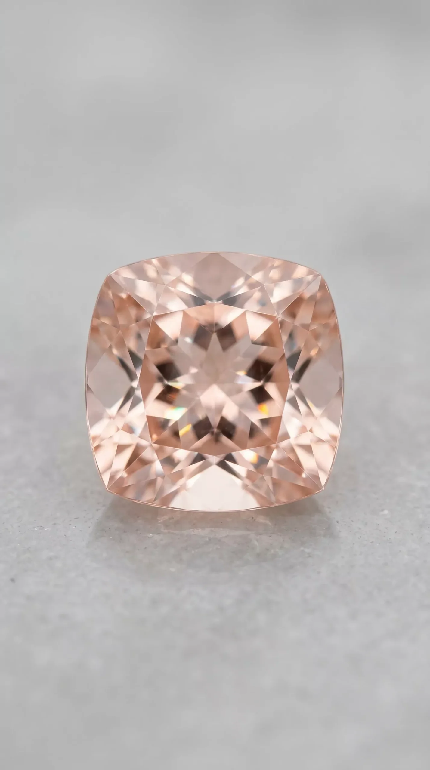 Top view of Natural Peachy Pink Morganite cushion cut 5 carat thumbnail