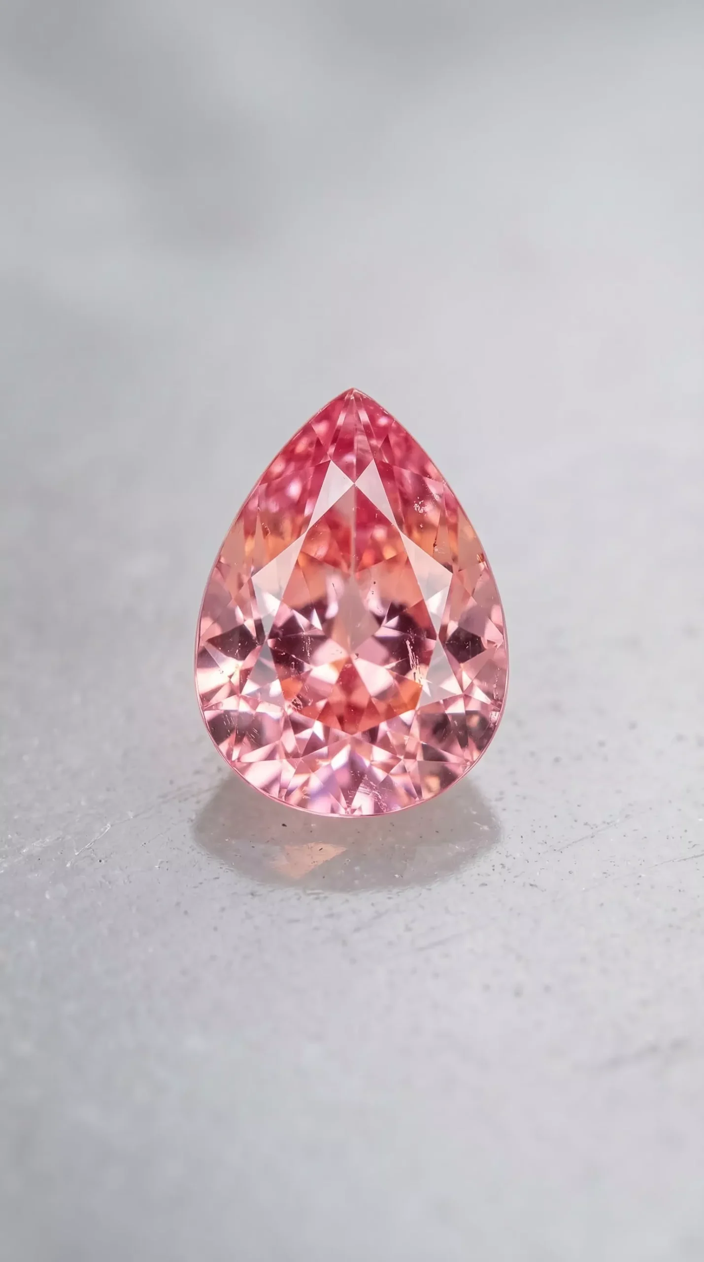 Top view of natural Padparadscha sapphire pear shape 1.20 carats thumbnail