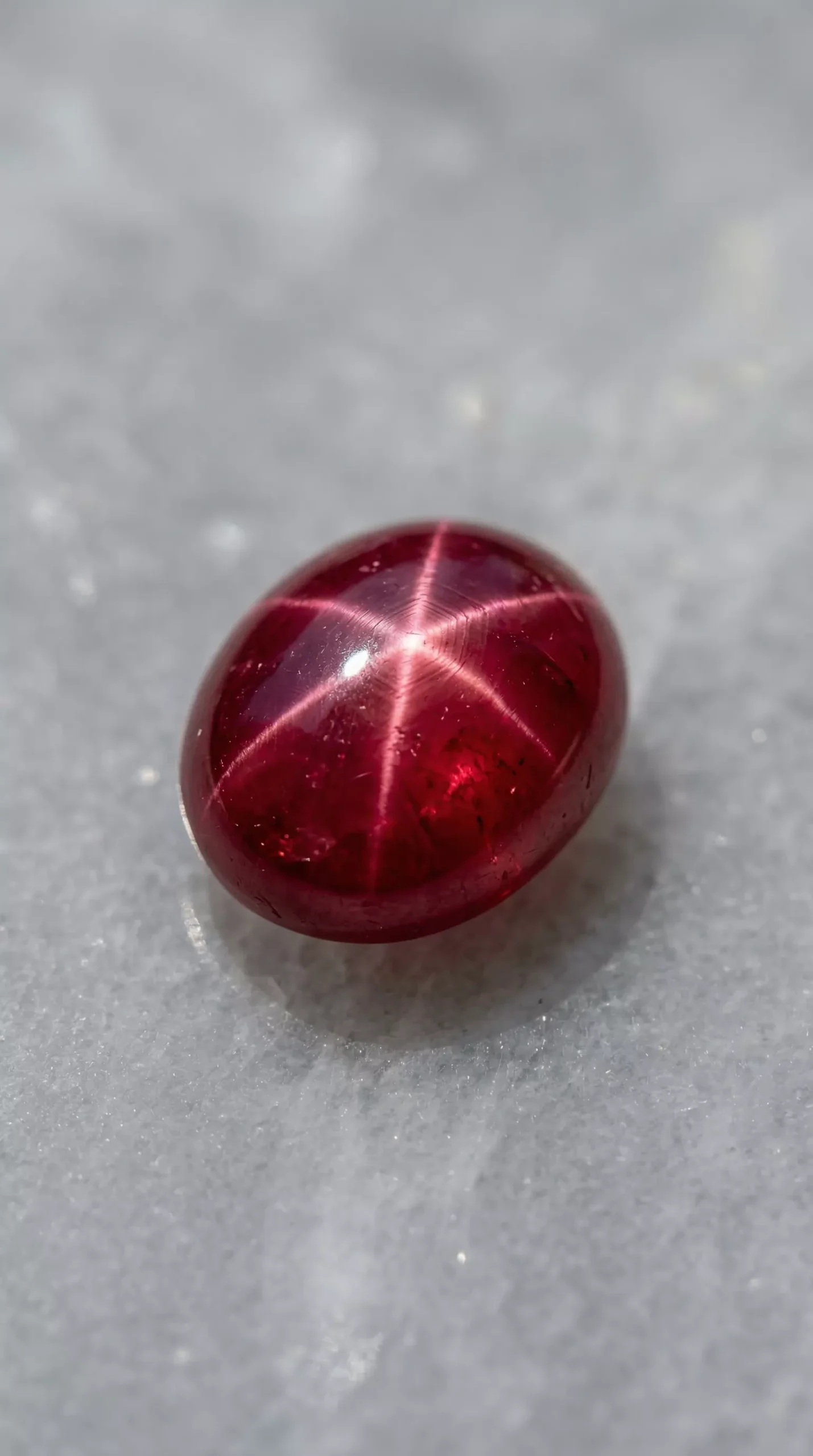 Top face view of rare 6-ray star ruby 3.50 carats thumbnail