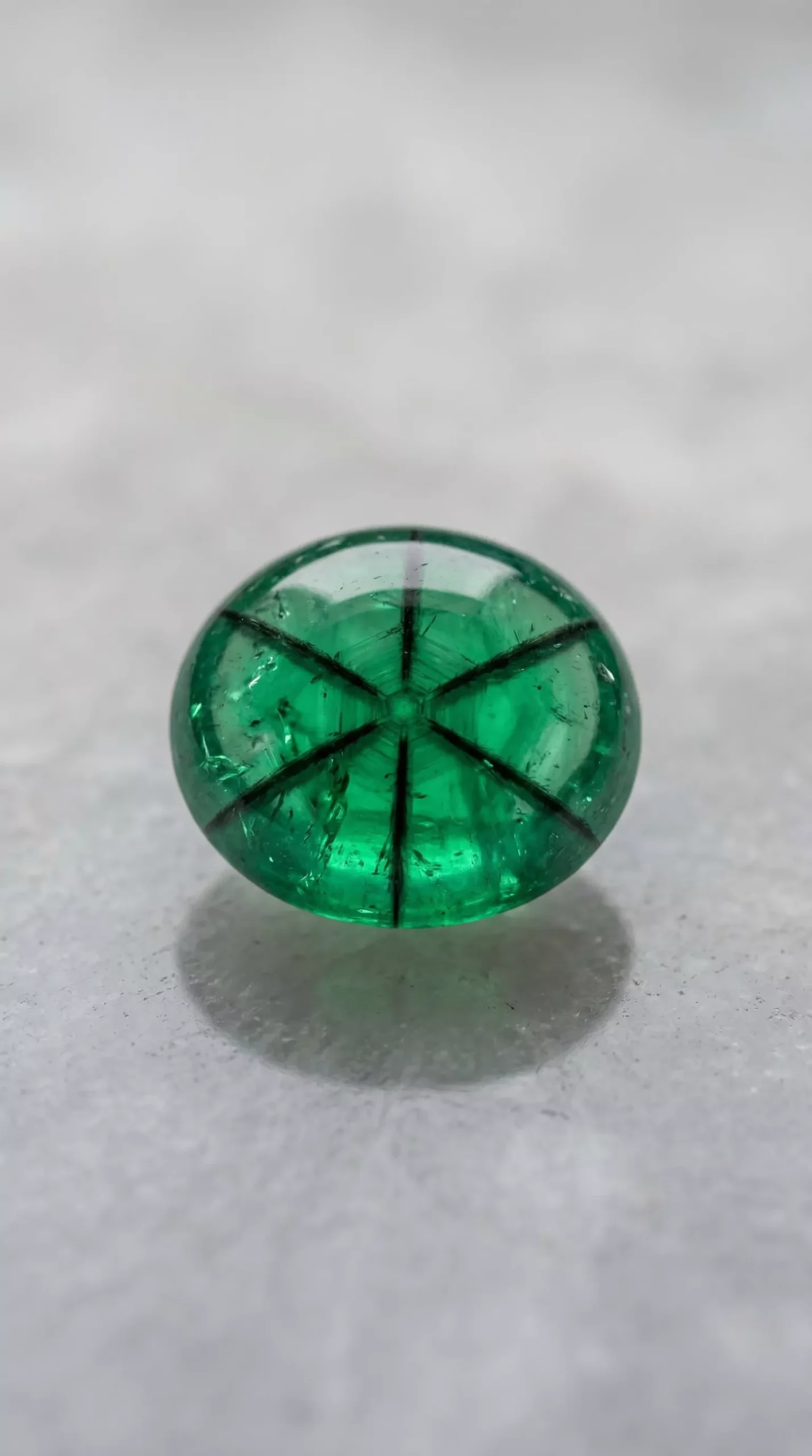 Top view of rare trapiche emerald cabochon cut 3.50 carats thumbnail