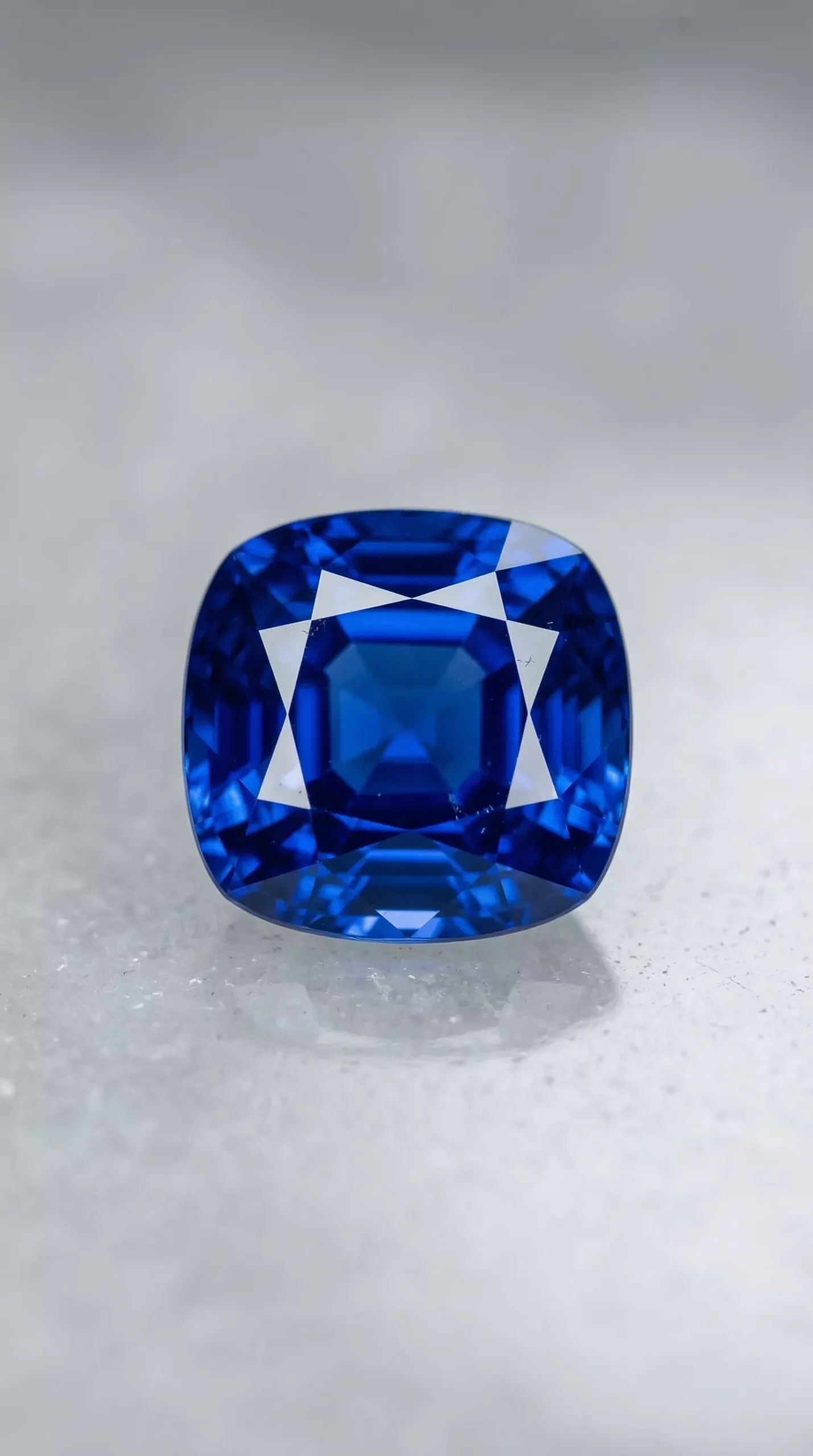 Top view of Unheated Royal Blue Sapphire cushion cut 1.80 carats thumbnail