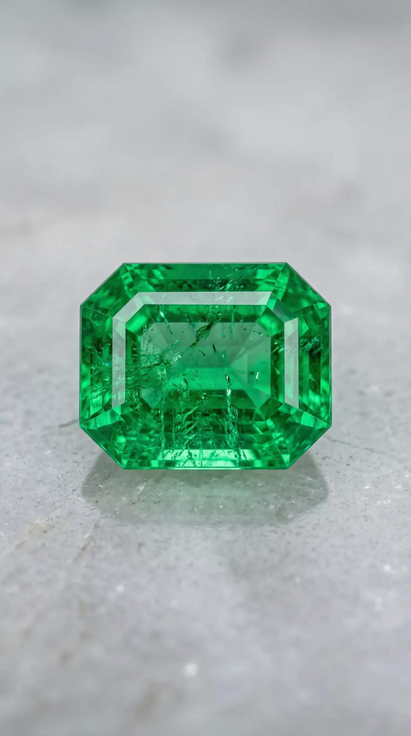 Top view of natural vivid green Colombian emerald octagon cut 1.50 carats thumbnail